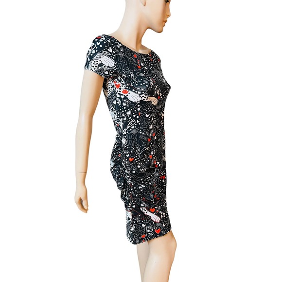 Just Cavalli Black Punk Rock Print Dress Stretchy Fabric Size 44 Fit Medium - Picture 10 of 15